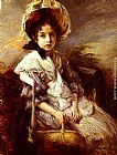 Seated Canvas Paintings - Portrait Of A Girl seated In A Landscape